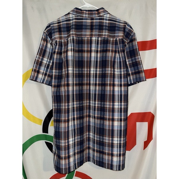 Patagonia Button Up Shirt Mens Large Plaid Short Sleeve Seersucker Hiking - Picture 5 of 7